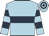 light blue, dark blue hoop, hooped sleeves and cap