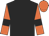 Black body, orange arms, black armlets, orange cap