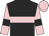 black, pink hoop, pink sleeves, black armlets, pink cap