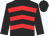 black, red chevrons, black sleeves and cap