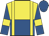 Yellow and royal blue halved horizontally, yellow braces, royal blue sleeves, yellow armlets, royal blue cap