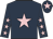 Dark blue, pink star, dark blue sleeves, pink stars, dark blue cap, pink star