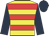 Yellow, red hoops, dark blue sleeves and cap