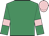 Emerald green, pink armlets, pink cap