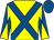 Yellow, royal blue cross belts, royal blue and yellow diabolo on sleeves, royal blue cap