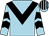 LIGHT BLUE, BLACK chevron, chevrons on sleeves, striped cap