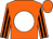 Orange, white disc, black striped sleeves, orange cap