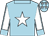 light blue,white star and sleeves,light blue seams, collar and cuffs,light blue cap, white stars