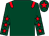 Dark green, red epaulets, dark green sleeves, red stars, dark green cap, red star