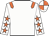 White body, orange epaulettes, white arms, orange stars, white cap, orange quartered