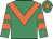 Emerald green, orange chevron, chevrons on sleeves, emerald green cap, orange star