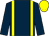 Dark blue, yellow braces, yellow cap