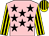 Pink, black stars, yellow and black striped sleeves and cap