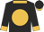 Black, old gold spot, collar and cuffs, black cap, old gold peak
