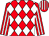 Red & white diamonds, striped sleeves & cap