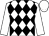 White body, black diamonds, white arms, white cap