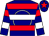 Navy blue, white circle, navy blue, red and white hoops, navy blue cap, red star