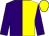 Purple and yellow (halved), purple sleeves, yellow cap