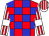 Red and blue checks, white and red striped sleeves, white armbands,striped cap