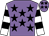 Mauve, black stars, white and black hooped sleeves