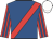 Royal blue, red sash, red and royal blue striped sleeves, white cap