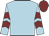 Light blue, maroon chevrons on sleeves, maroon cap