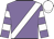 Mauve, white sash, hooped sleeves, white cap