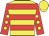 Yellow, red hoops, red sleeves, yellow spots and cap