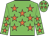 Big-green body, orange stars, big-green arms, orange stars, big-green cap, orange stars
