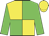 Yellow body, green quartered, green arms, yellow cap