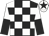 Black & white check, halved sleeves, white cap, black star