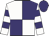 white and purple quarters, hooped sleeves, purple cap