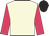 Cream, cerise sleeves, black cap