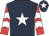 Dark blue, white star, red and white chevrons on sleeves, dark blue cap, white star
