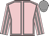 Pink, grey seams, striped sleeves, grey cap