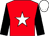 red, white star, black sleeves, white cap