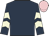 Dark blue, beige chevrons on sleeves, pink cap