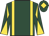 Dark green, gold braces, diabolo on sleeves and diamond on cap