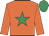 Orange, emerald green star and cap