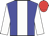 Blue, White stripe, White sleeves, red cap