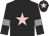 Black, pink star, black sleeves, grey armlets, black cap, pink star