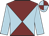 Maroon and light blue diabolo, light blue sleeves, quartered cap