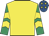 Yellow, emerald green sleeves, yellow chevrons, royal blue cap, yellow stars