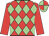 Red & light green diamonds, red sleeves, quartered cap
