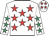 White, red stars, white sleeves, emerald green stars, white cap, red stars