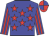 blue, red stars, blue sleeves, red stripes, red and blue quartered cap