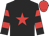 black, red star, hooped sleeves, red cap