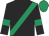 Black, emerald green sash, armlets, cap