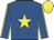 royal blue, yellow star and seams on sleeves, yellow cap