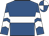 Royal blue, white hoop, chevrons on sleeves, quartered cap